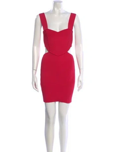 Pre-owned Herve Leger Square Neckline Mini Dress In Pink