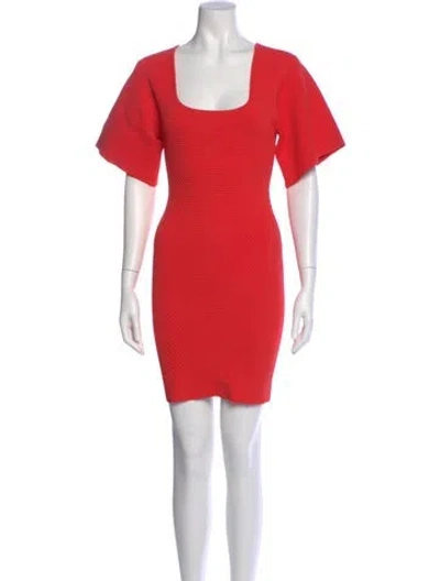 Pre-owned Herve Leger Square Neckline Mini Dress In Pink