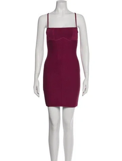 Pre-owned Herve Leger Square Neckline Mini Dress In Pink