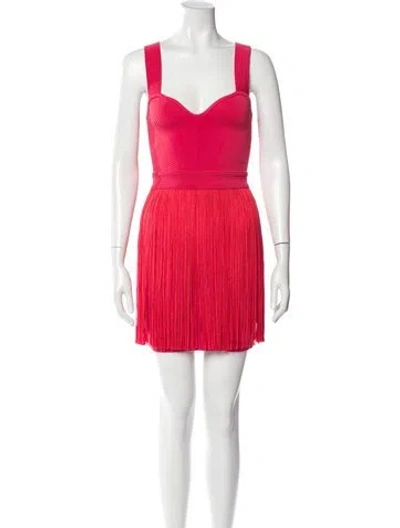 Pre-owned Herve Leger Square Neckline Mini Dress In Pink