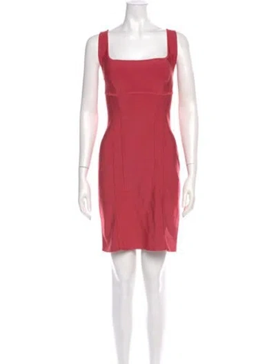 Pre-owned Herve Leger Square Neckline Mini Dress In Pink