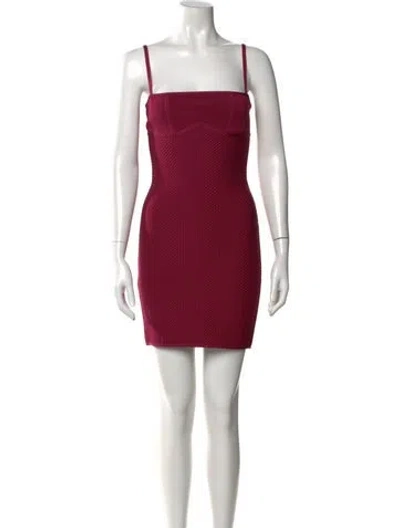 Pre-owned Herve Leger Square Neckline Mini Dress In Pink