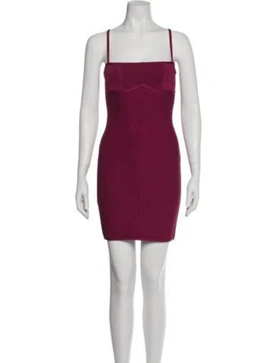 Pre-owned Herve Leger Square Neckline Mini Dress In Pink