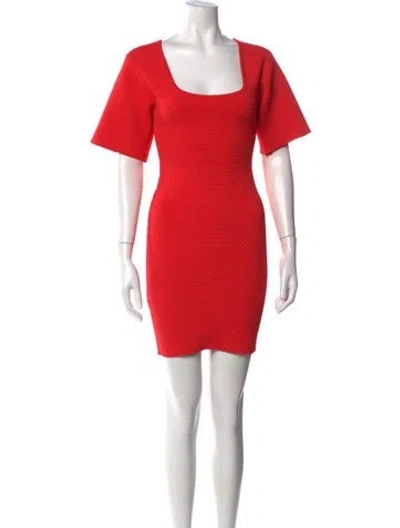 Pre-owned Herve Leger Square Neckline Mini Dress In Pink