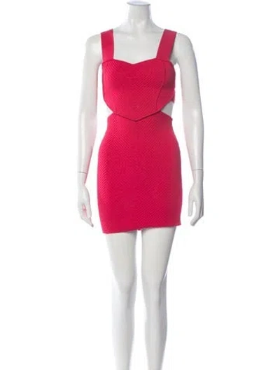 Pre-owned Herve Leger Square Neckline Mini Dress In Pink