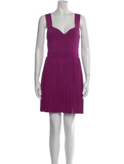 Pre-owned Herve Leger Square Neckline Mini Dress In Purple