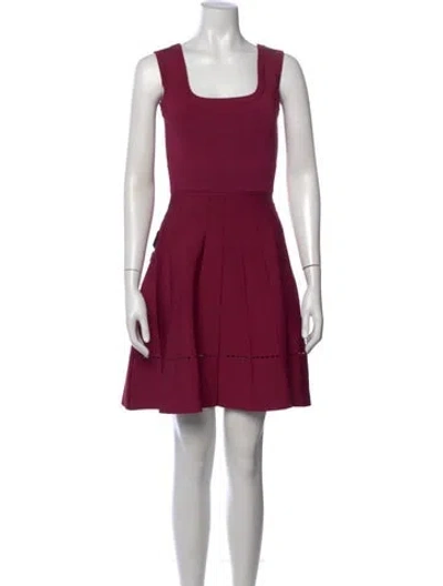 Pre-owned Herve Leger Square Neckline Mini Dress In Purple
