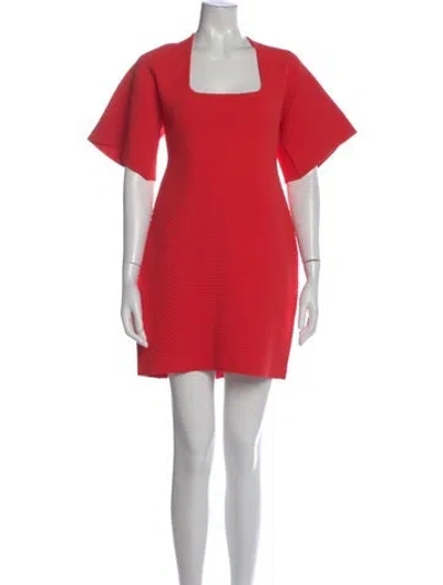 Pre-owned Herve Leger Square Neckline Mini Dress In Red