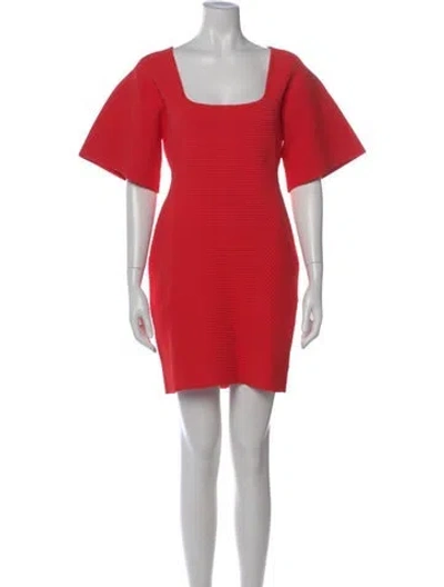Pre-owned Herve Leger Square Neckline Mini Dress In Red