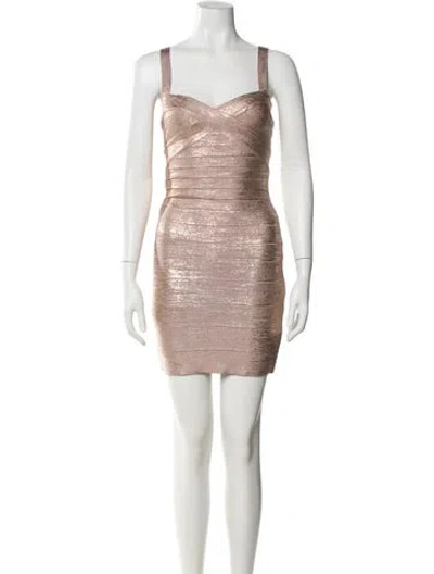 Pre-owned Herve Leger Square Neckline Mini Dress W/ Tags