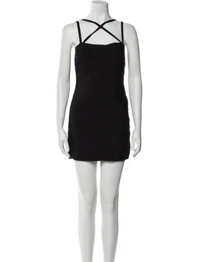 Pre-owned Herve Leger Square Neckline Mini Dress W/ Tags In Black