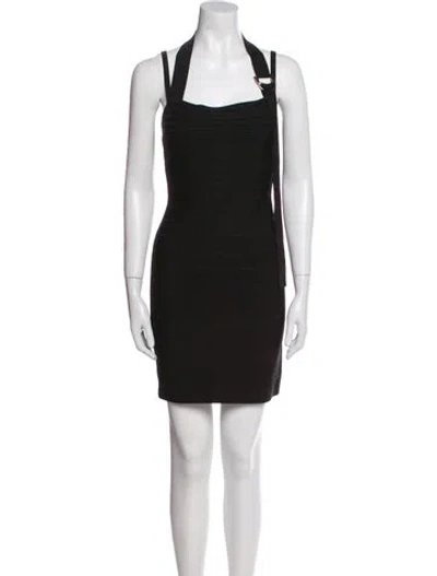 Pre-owned Herve Leger Square Neckline Mini Dress W/ Tags In Black