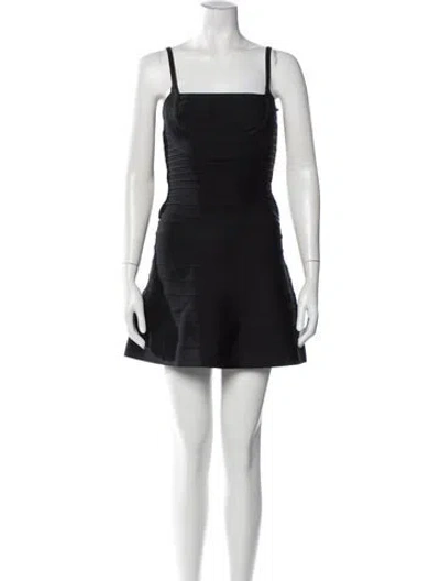 Pre-owned Herve Leger Square Neckline Mini Dress W/ Tags In Black