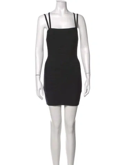 Pre-owned Herve Leger Square Neckline Mini Dress W/ Tags In Black