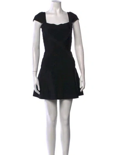 Pre-owned Herve Leger Square Neckline Mini Dress W/ Tags In Black