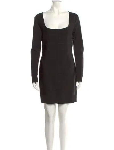 Pre-owned Herve Leger Square Neckline Mini Dress W/ Tags In Gray