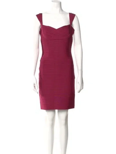 Pre-owned Herve Leger Square Neckline Mini Dress W/ Tags In Pink