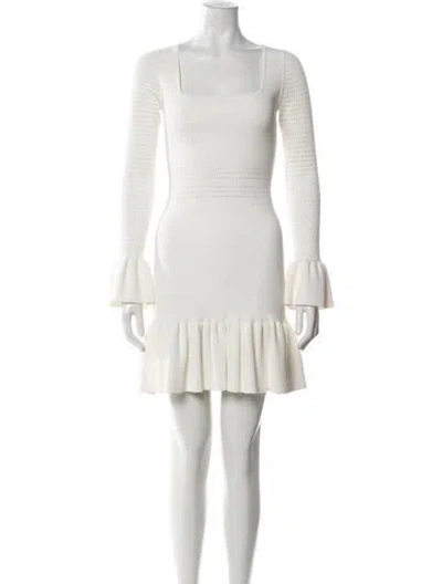 Pre-owned Herve Leger Square Neckline Mini Dress In White