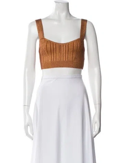 Pre-owned Herve Leger Square Neckline Sleeveless Crop Top