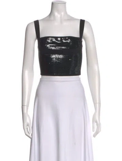 Pre-owned Herve Leger Square Neckline Sleeveless Crop Top In Black