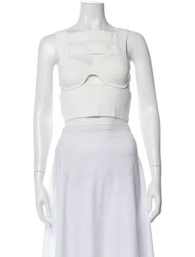 Pre-owned Herve Leger Square Neckline Sleeveless Crop Top In Neutrals