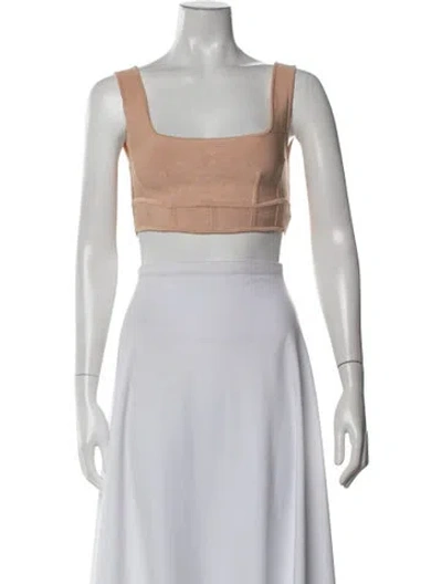 Pre-owned Herve Leger Square Neckline Sleeveless Crop Top In Neutrals