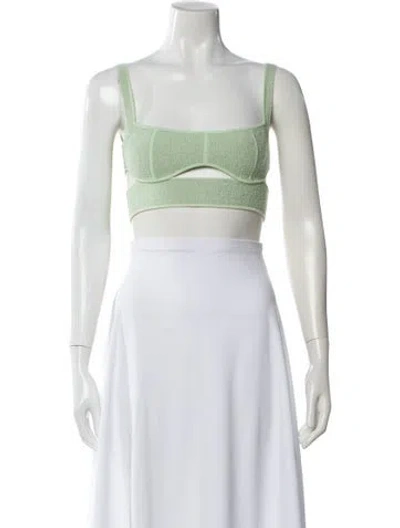 Pre-owned Herve Leger Square Neckline Sleeveless Sports Bra In White