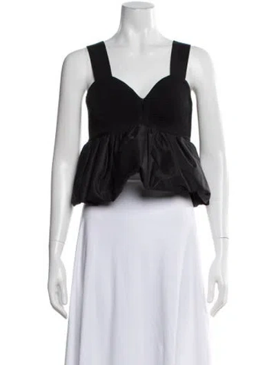 Pre-owned Herve Leger Square Neckline Sleeveless Top In Black