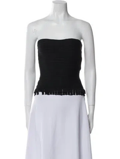 Pre-owned Herve Leger Strapless Crop Top In Blue