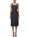 Herve Leger Strapless Draped Fringe Midi Dress In Black