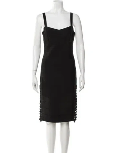Pre-owned Herve Leger Strapless Knee-length Dress In Black