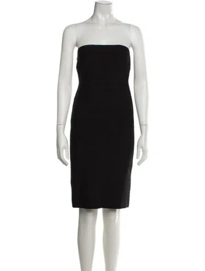 Pre-owned Herve Leger Strapless Knee-length Dress In Black