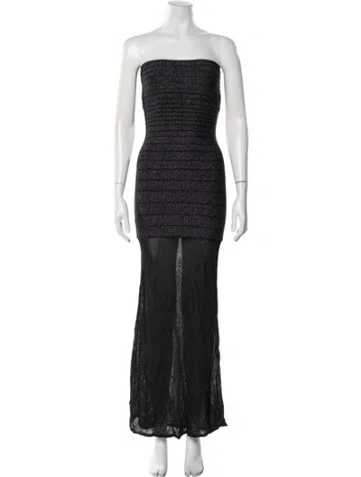 Pre-owned Herve Leger Strapless Long Dress In Black