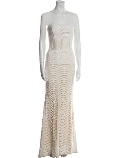 Pre-owned Herve Leger Strapless Long Dress In Neutral