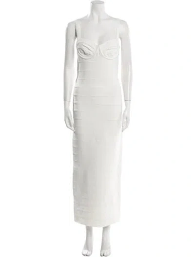 Pre-owned Herve Leger Strapless Long Dress W/ Tags In Neutral