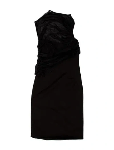 Pre-owned Herve Leger Strapless Midi Length Dress In Black