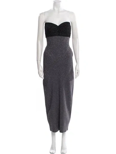 Pre-owned Herve Leger Strapless Midi Length Dress In Gray