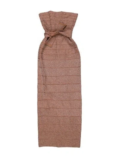 Pre-owned Herve Leger Strapless Midi Length Dress In Pink