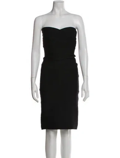 Pre-owned Herve Leger Strapless Mini Dress In Black