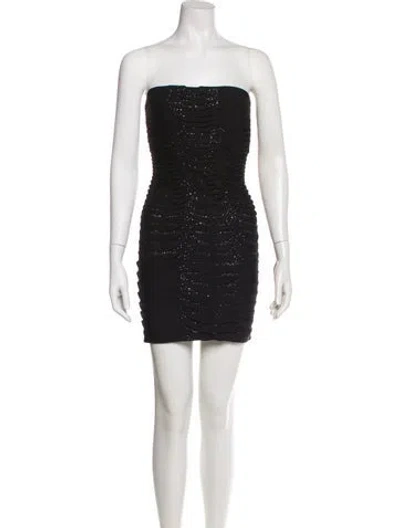 Pre-owned Herve Leger Strapless Mini Dress In Black