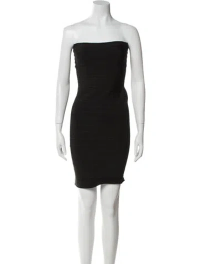 Pre-owned Herve Leger Strapless Mini Dress In Black