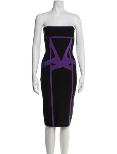 Pre-owned Herve Leger Strapless Mini Dress In Black