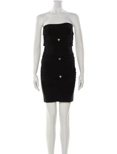 Pre-owned Herve Leger Strapless Mini Dress In Black