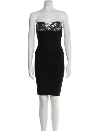 Pre-owned Herve Leger Strapless Mini Dress In Black