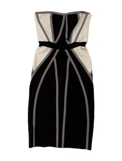 Pre-owned Herve Leger Strapless Mini Dress In Black