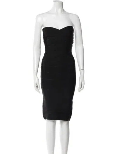 Pre-owned Herve Leger Strapless Mini Dress In Black