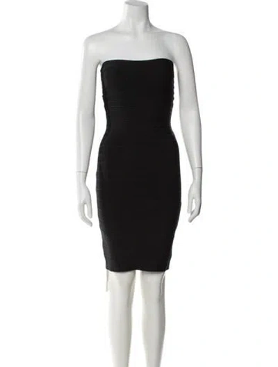 Pre-owned Herve Leger Strapless Mini Dress In Black