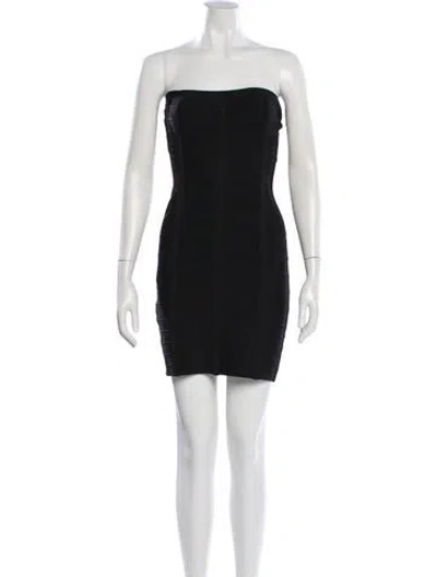 Pre-owned Herve Leger Strapless Mini Dress In Black