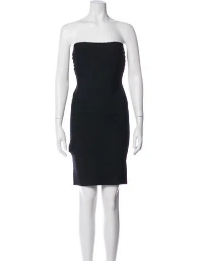 Pre-owned Herve Leger Strapless Mini Dress In Black