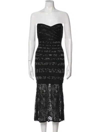Pre-owned Herve Leger Strapless Mini Dress In Black